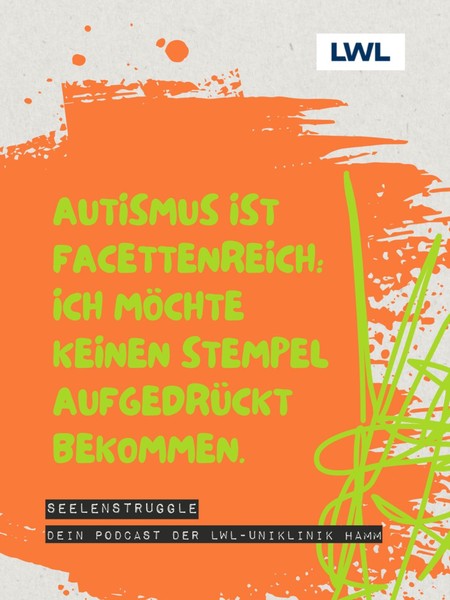 Auf farbigem Hintergrund steht in blauer Schrift geschrieben: Ich habe ganz lange gedacht ich bin falsch, das war ein ganz doofes Gefühl