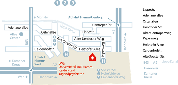 Anfahrt LWL-Universitätsklinik Hamm