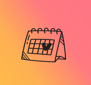 Zeichnung von einem Kalender auf orange-rotem Hintergrund