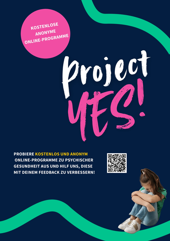 Flyer Yes-Studie mit einem sitzenden Kind Flyer Yes-Studie mit einem sitzenden Kind