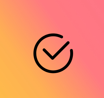 Zeichen für "Richtig" auf organge-rotem Hintergrund.